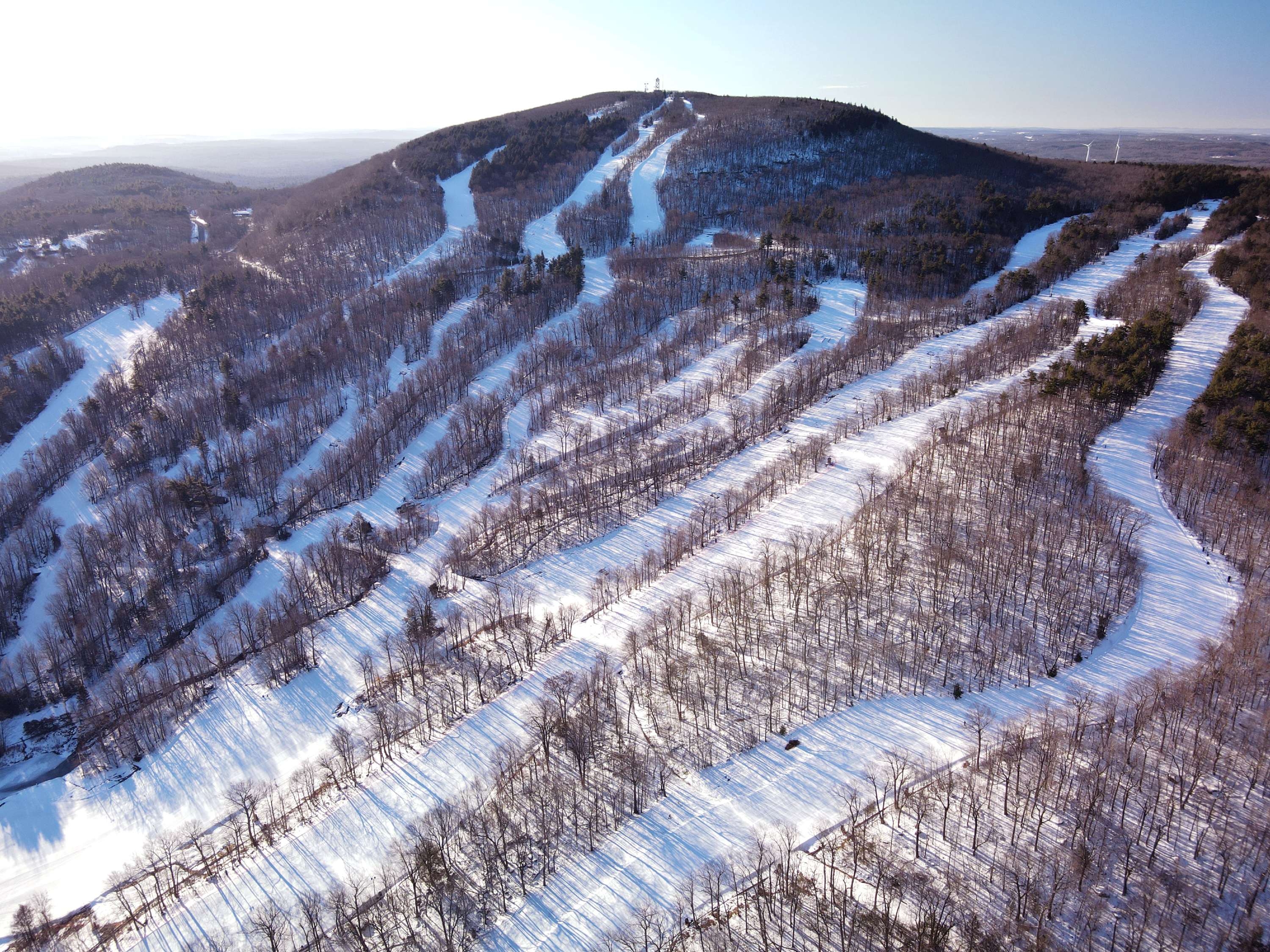 aerial photo of ski slopes
